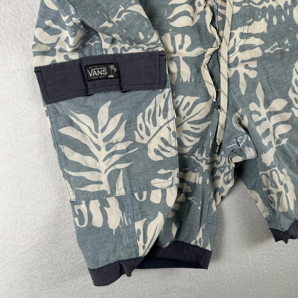 Vans Swim Trunks Mens 32 Blue Tropical Leaf Joel Tudor Board Shorts Pockets